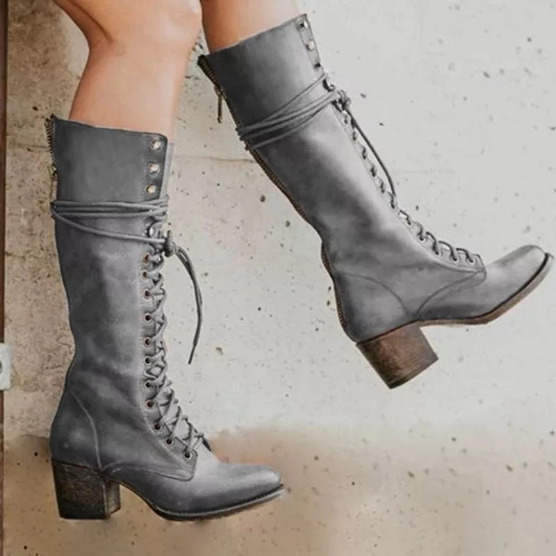 Chic Lace-Up Knee High Boots | Women's Footwear