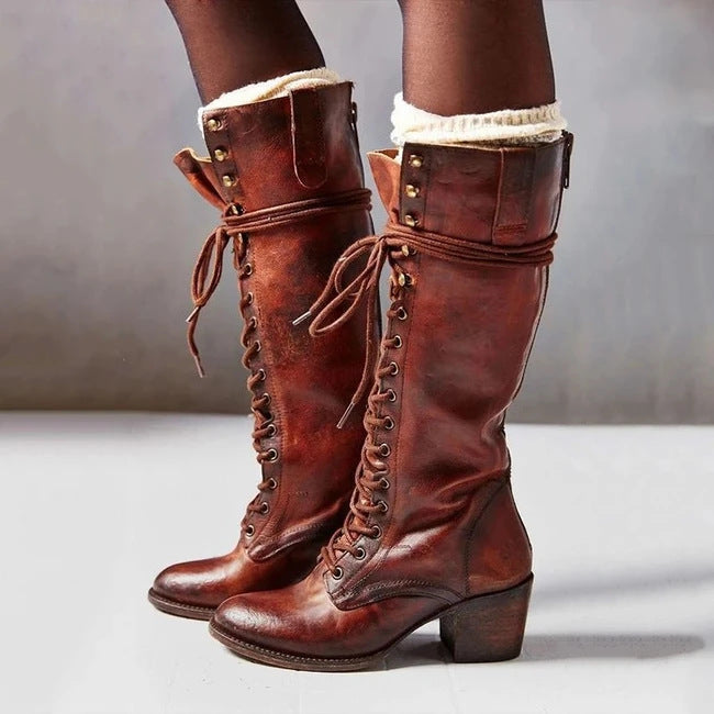 Chic Lace-Up Knee High Boots | Women's Footwear