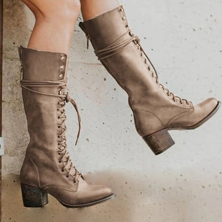 Chic Lace-Up Knee High Boots | Women's Footwear