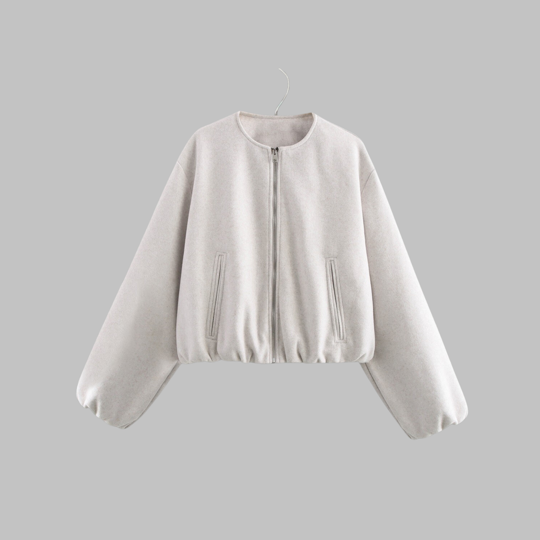 Chic Long Sleeve Zipper Crop Jacket | Women's Jacket