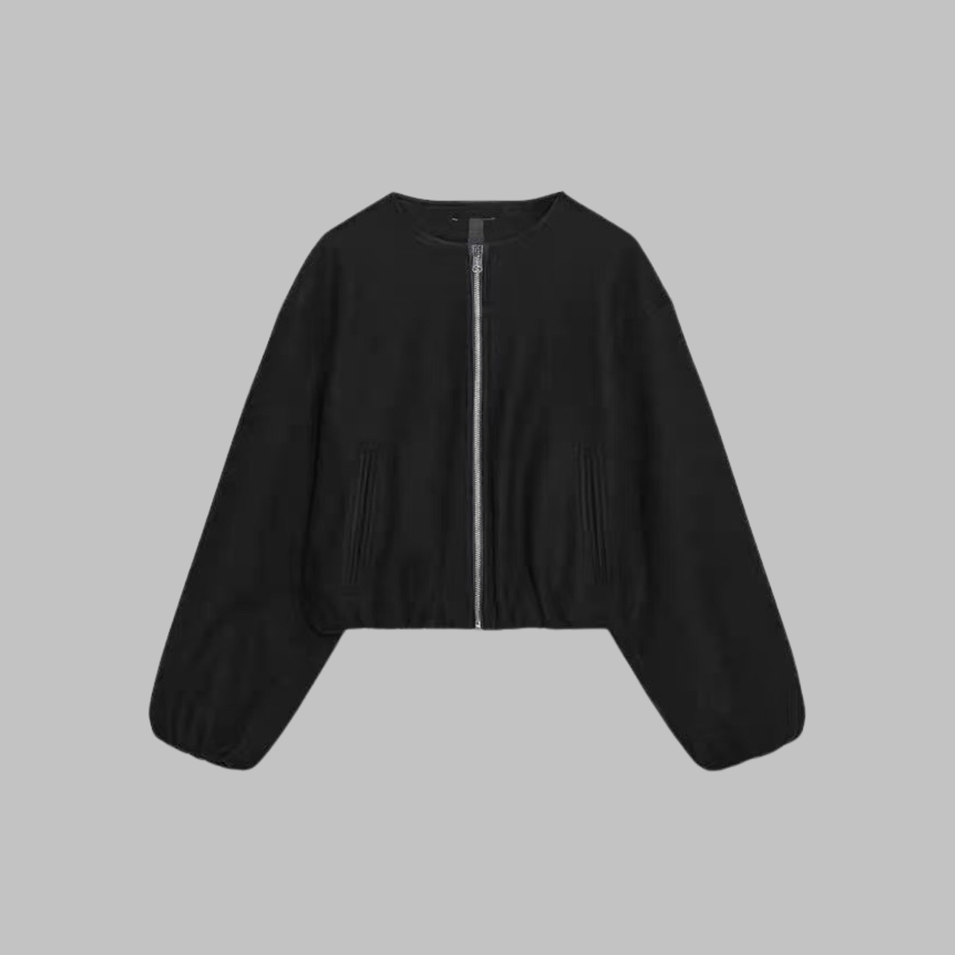 Chic Long Sleeve Zipper Crop Jacket | Women's Jacket