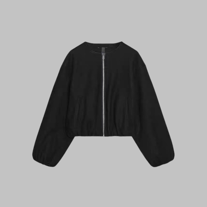 Chic Long Sleeve Zipper Crop Jacket | Women's Jacket