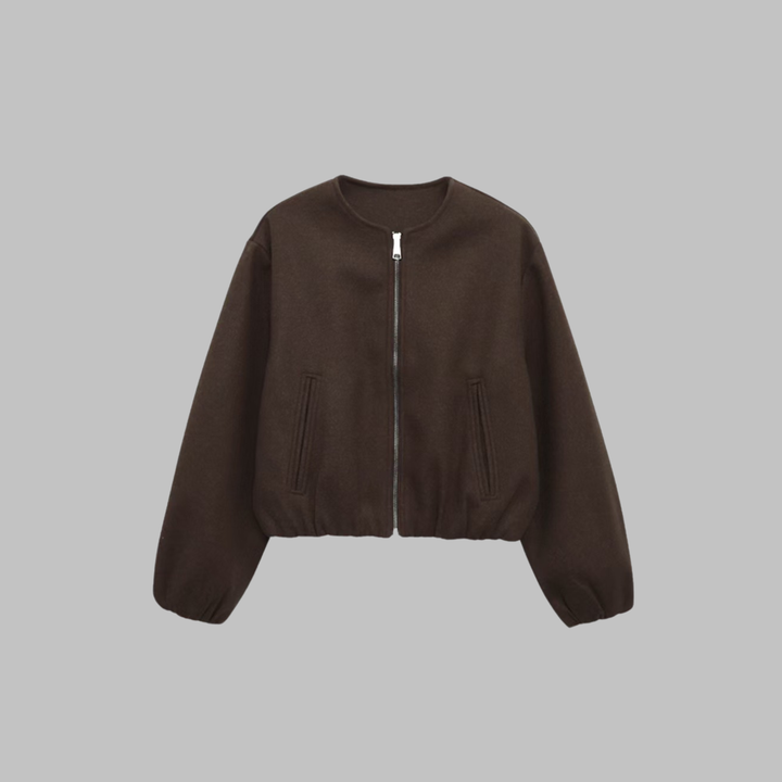 Chic Long Sleeve Zipper Crop Jacket | Women's Jacket