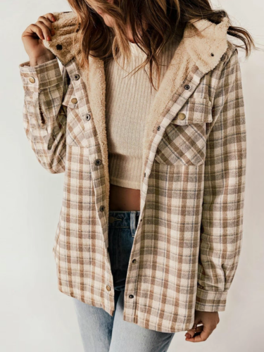 Chic Plaid Jacket | Women's Jacket with Sherpa Lining