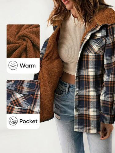 Chic Plaid Jacket | Women's Jacket with Sherpa Lining