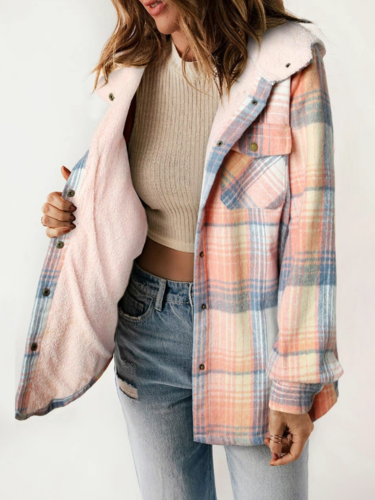 Chic Plaid Jacket | Women's Jacket with Sherpa Lining