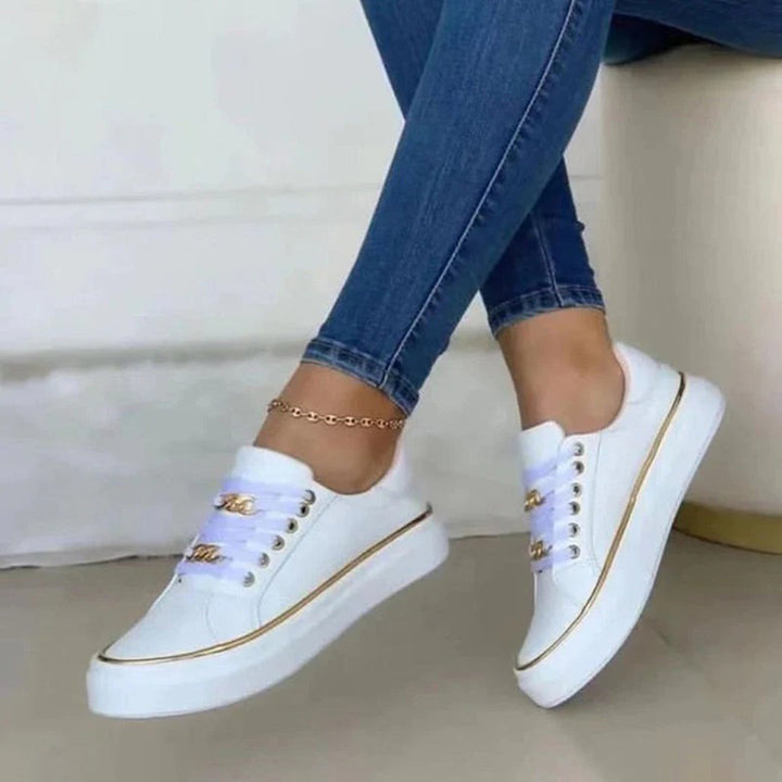 Chic Women's Sneakers with Gold Detail | Fashion Footwear