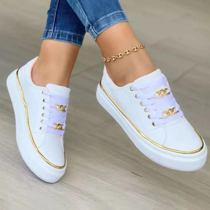 Chic Women's Sneakers with Gold Detail | Fashion Footwear