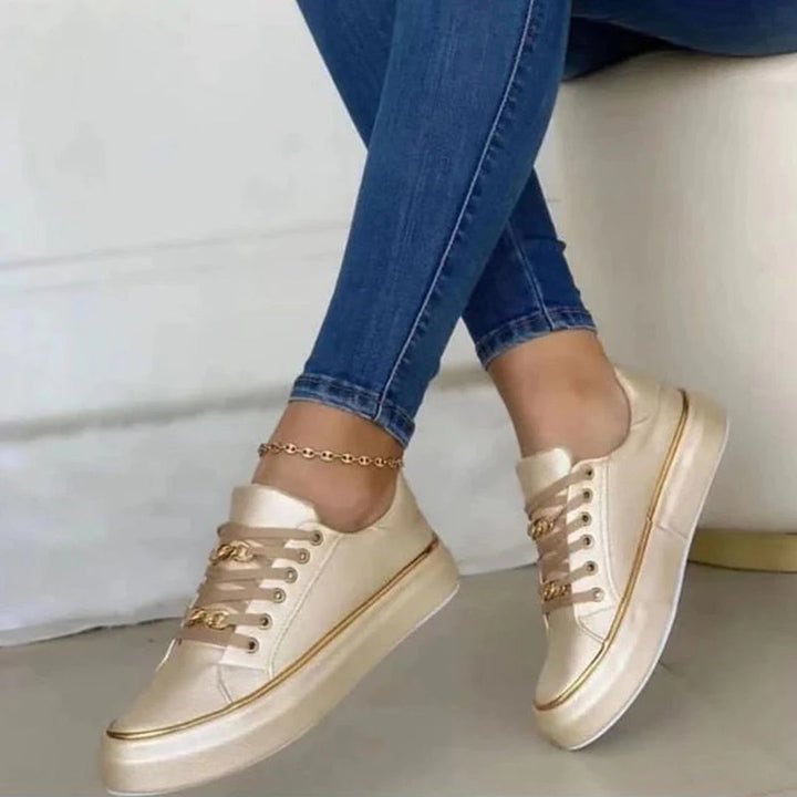 Chic Women's Sneakers with Gold Detail | Fashion Footwear