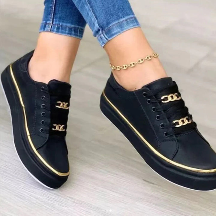 Chic Women's Sneakers with Gold Detail | Fashion Footwear