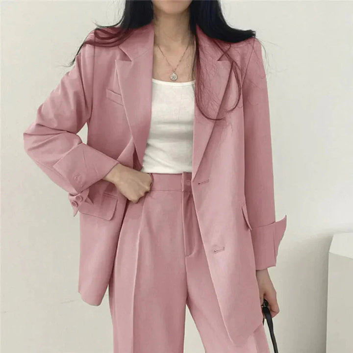 Chic Women's Suit Set | Blazer and High-Waisted Trousers
