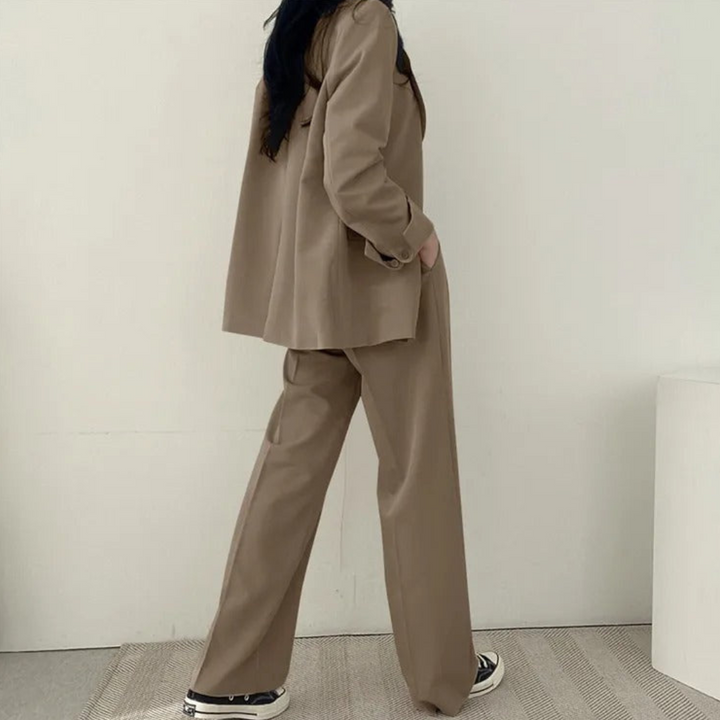 Chic Women's Suit Set | Blazer and High-Waisted Trousers