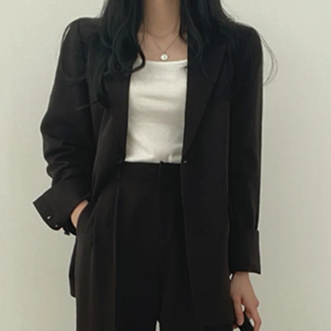Chic Women's Suit Set | Blazer and High-Waisted Trousers