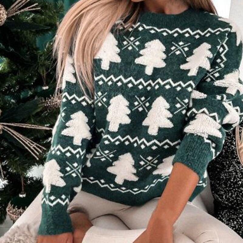 Christmas Tree Knitted Sweater | Women's Sweater 0