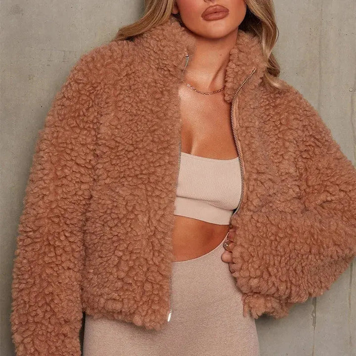 Cleo | Cozy Teddy Jacket in Cinnamon