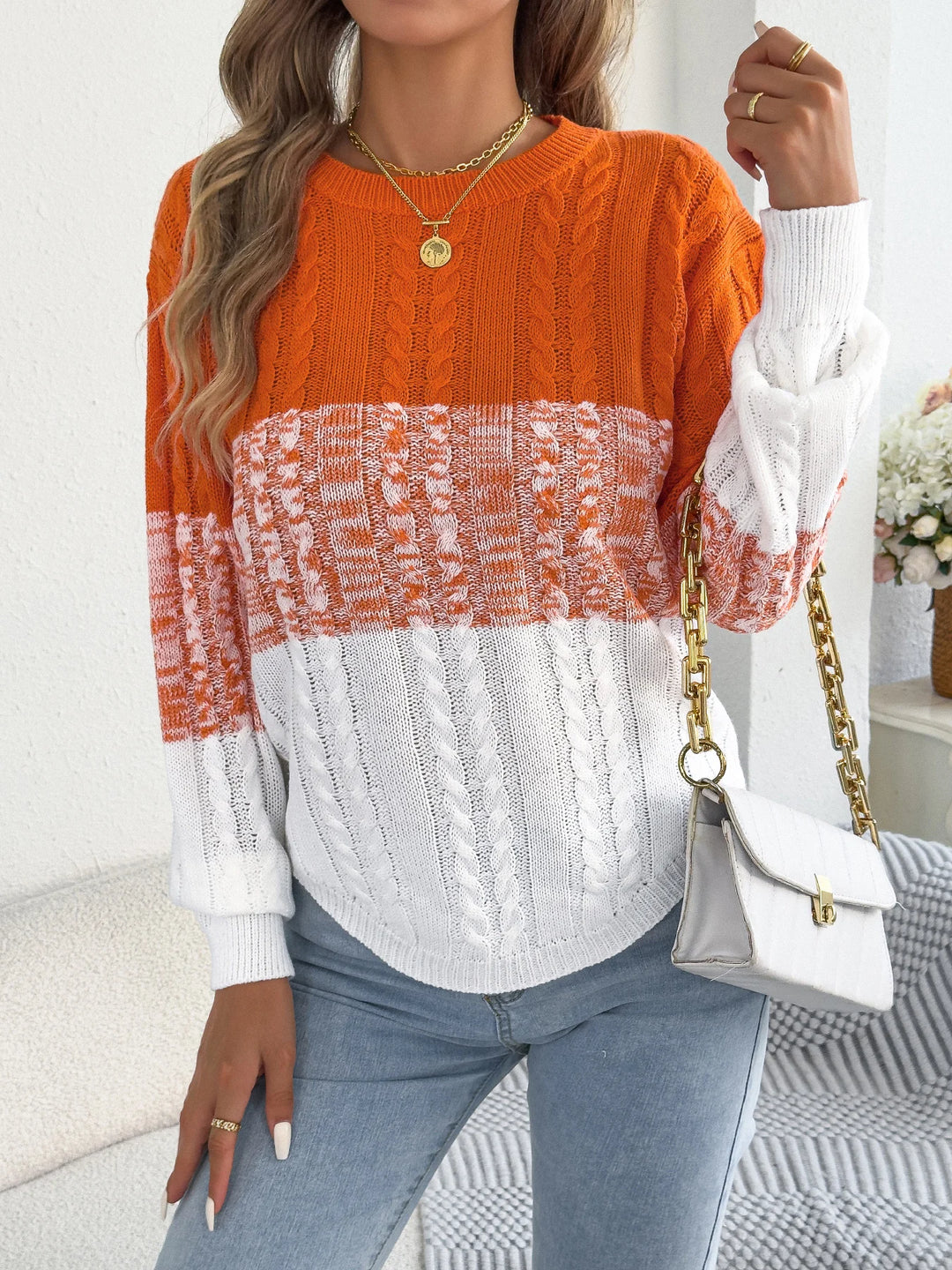 Color Block Striped Sweater | Women's Casual Knit Top