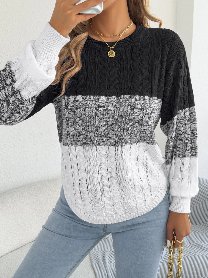 Color Block Striped Sweater | Women's Casual Knit Top