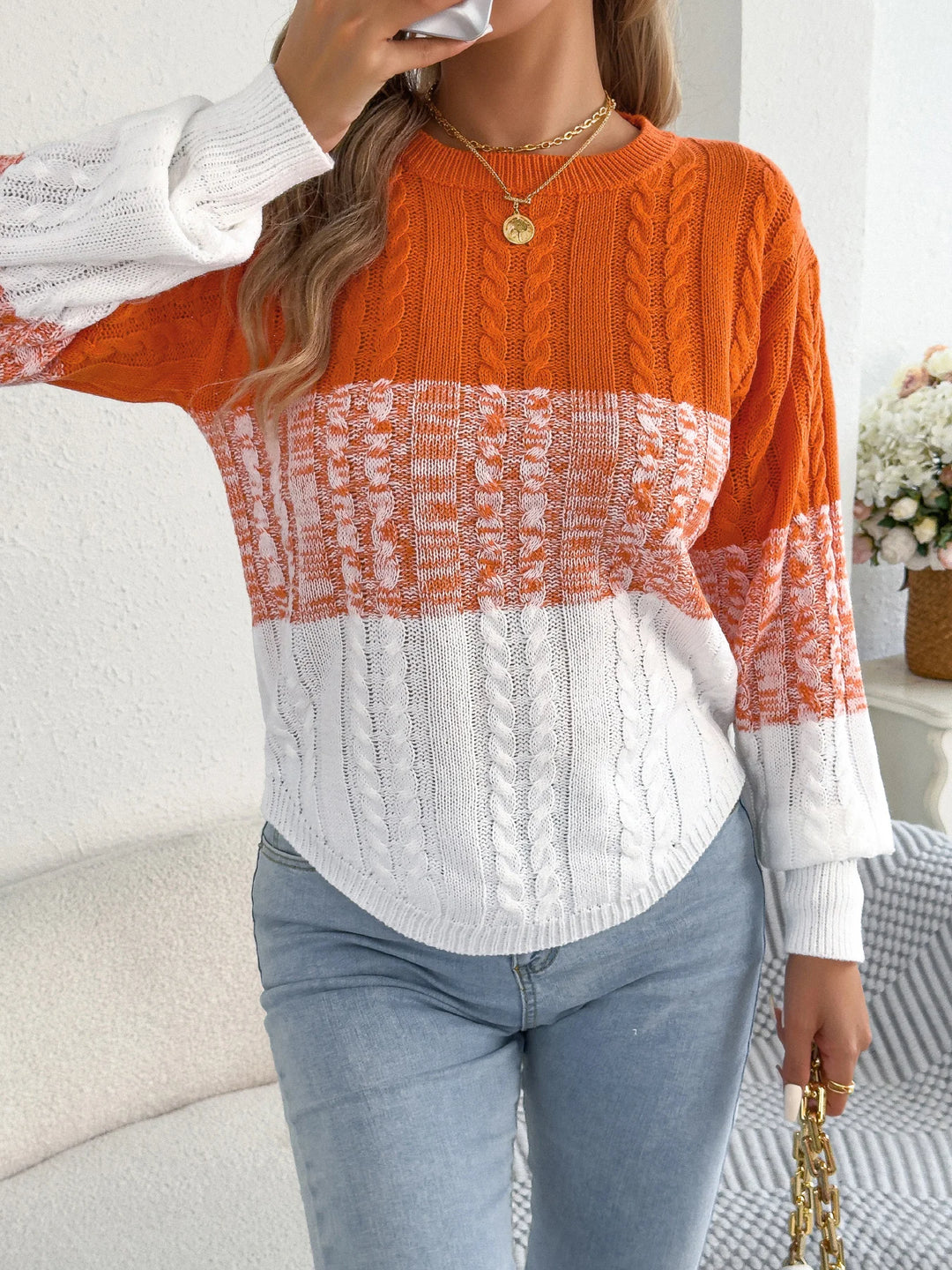 Color Block Striped Sweater | Women's Casual Knit Top