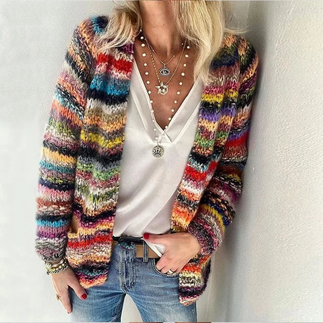 Colorful Knitted Cardigan | Women's Cardigan Sweater
