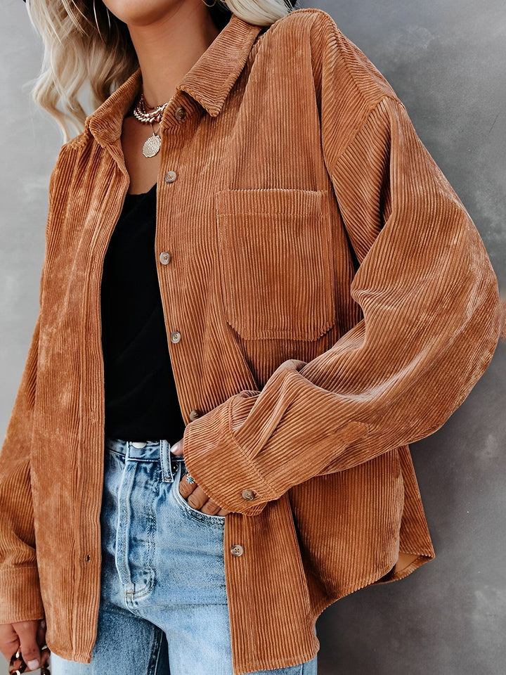 Corduroy Button Jacket | Elegant Outerwear for Cooler Days