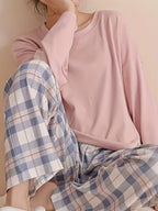 Cozy Elegance Pajama Set, women's checkered pajamas - view 1