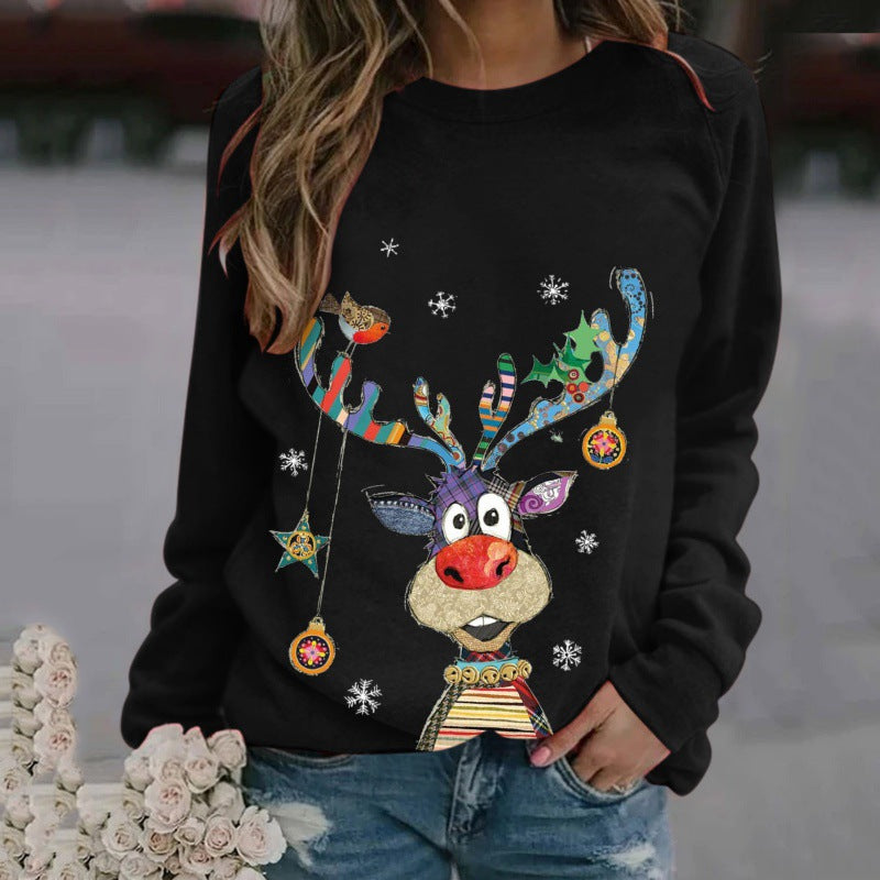 Cozy Reindeer Print Oversized Sweater | Women's Sweater 0