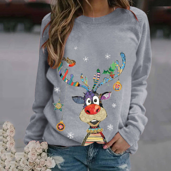Cozy Reindeer Print Oversized Sweater | Women's Sweater 10