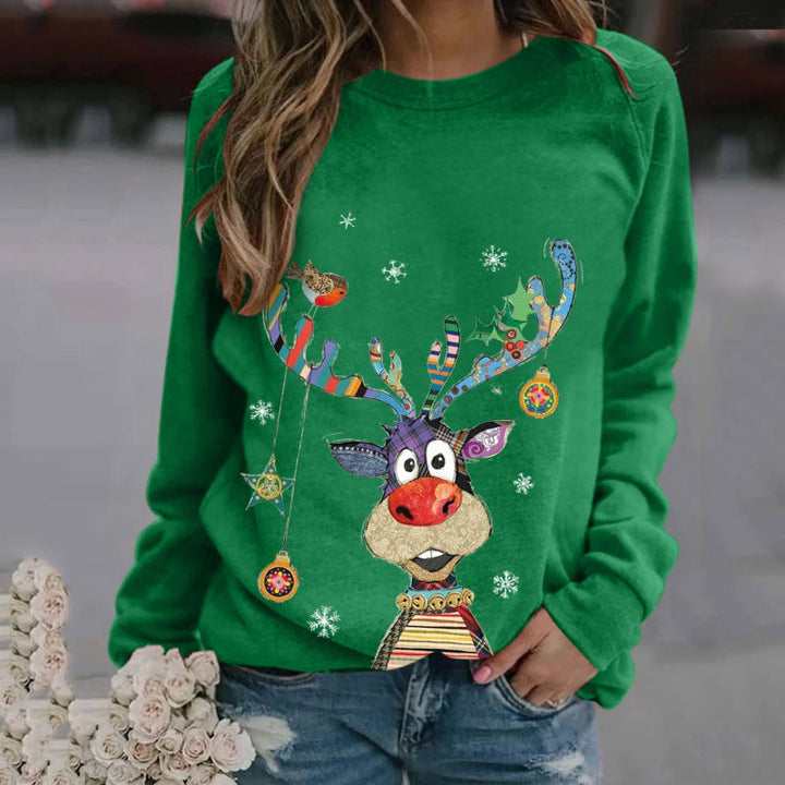 Cozy Reindeer Print Oversized Sweater | Women's Sweater 11