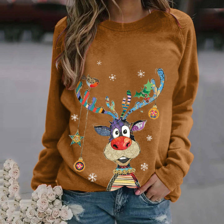 Cozy Reindeer Print Oversized Sweater | Women's Sweater 4