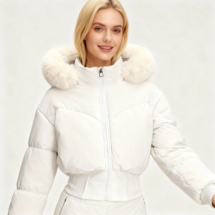 Cropped Down Jacket with Removable Hood | Women's Puffer Jacket 5