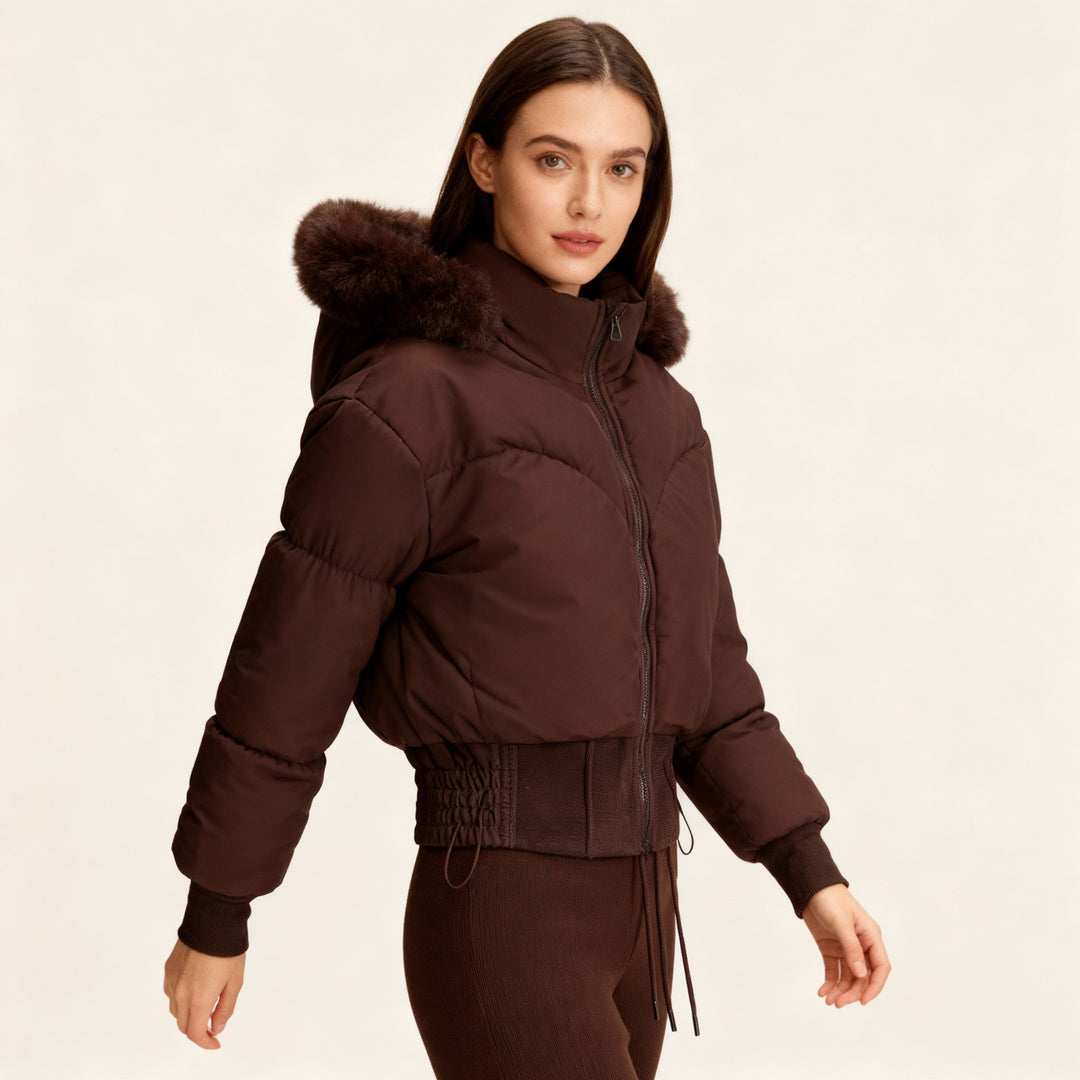 Cropped Down Jacket with Removable Hood | Women's Puffer Jacket 6