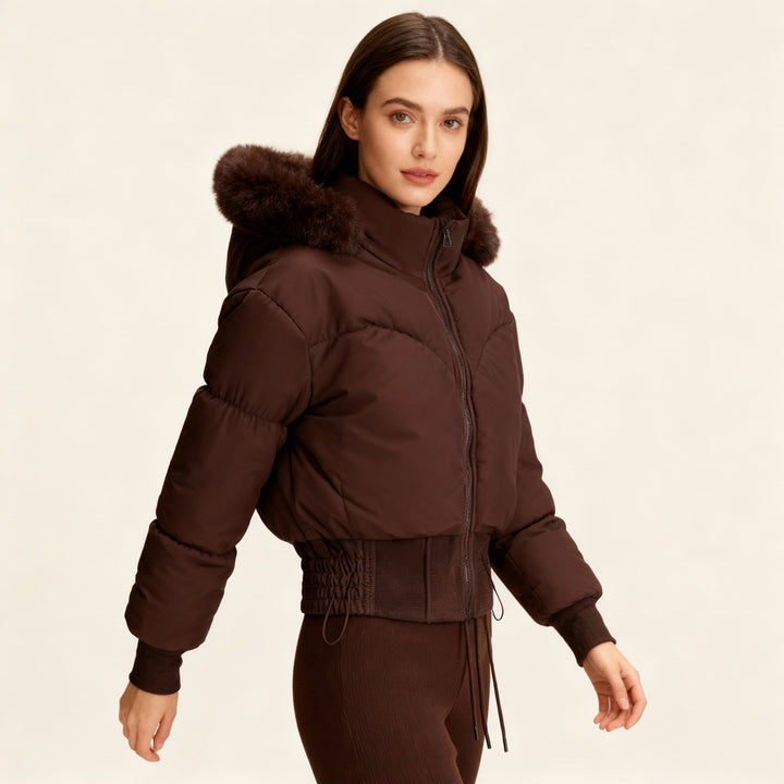 Cropped Down Jacket with Removable Hood | Women's Puffer Jacket 6