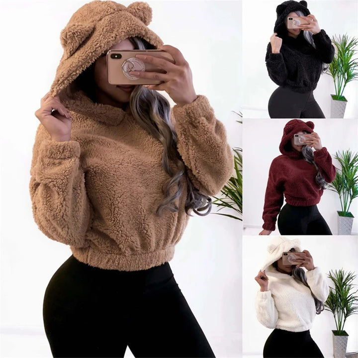 Cute Bear Ears Hoodie | Women's Fluffy Sweatshirt