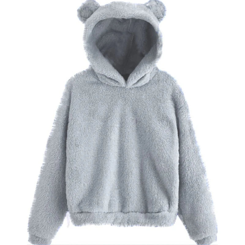 Cute Bear Ears Hoodie | Women's Fluffy Sweatshirt