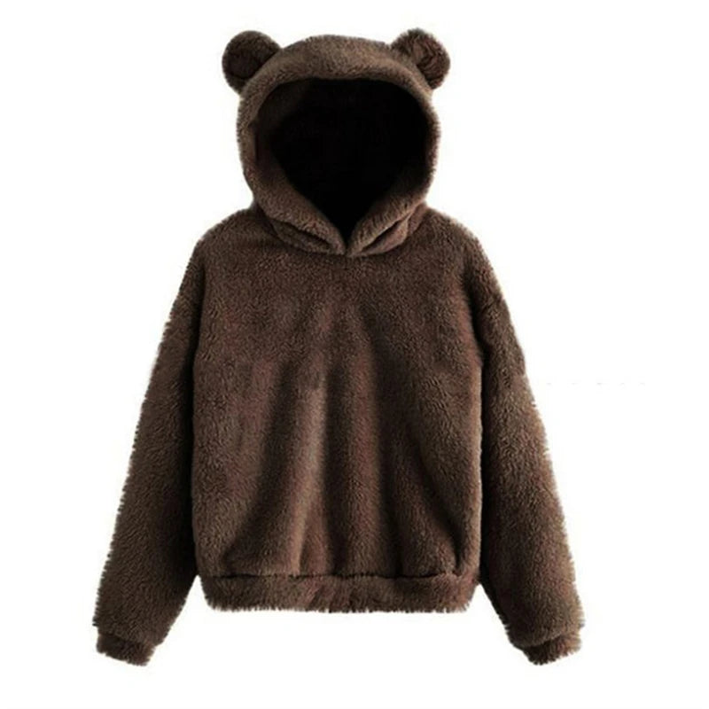 Cute Bear Ears Hoodie | Women's Fluffy Sweatshirt
