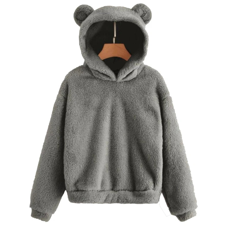 Cute Bear Ears Hoodie | Women's Fluffy Sweatshirt
