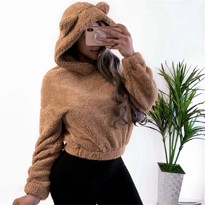 Cute Bear Ears Hoodie | Women's Fluffy Sweatshirt