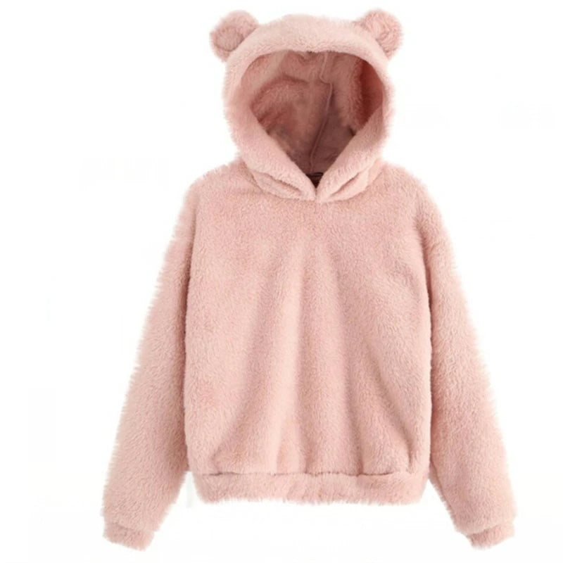 Cute Bear Ears Hoodie | Women's Fluffy Sweatshirt
