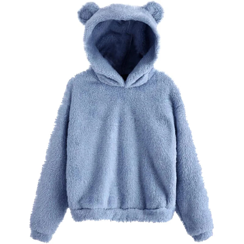 Cute Bear Ears Hoodie | Women's Fluffy Sweatshirt
