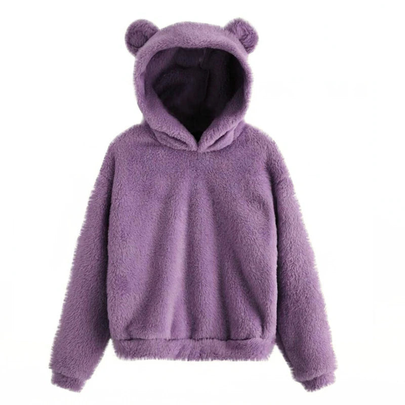 Cute Bear Ears Hoodie | Women's Fluffy Sweatshirt