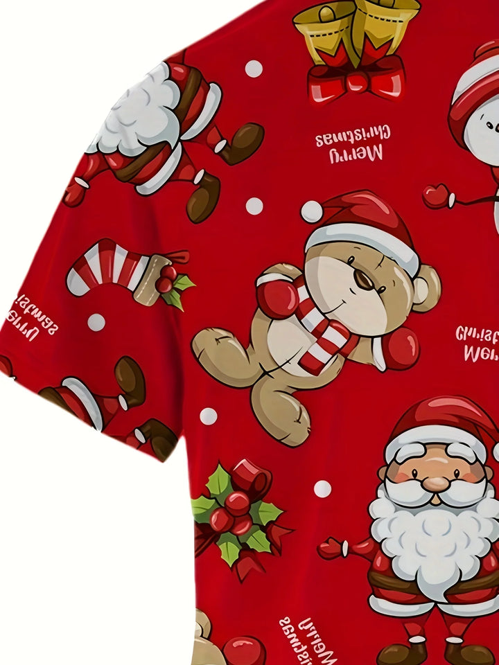 Cute Snowman Print V-Neck Top | Women's Clinical Uniform