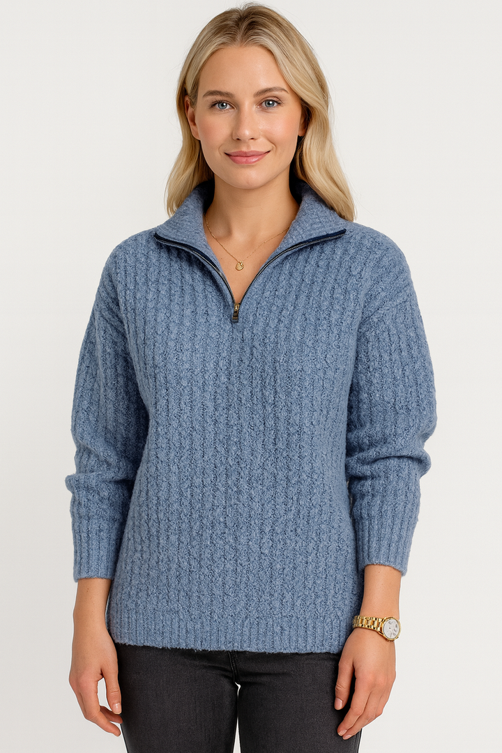 Dafina V-Neck Sweater with Zipper | Sweaters for Women
