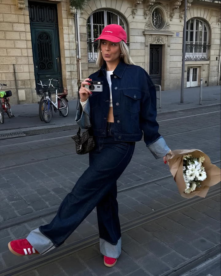 Denim Co-Ord Set | Women's Jacket and Wide-Leg Pants