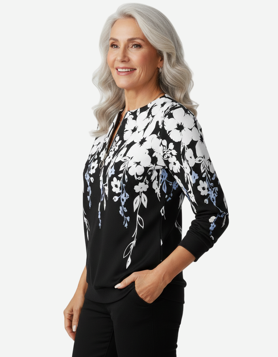 Elaina Floral Quarter-Zip Sweater | Women's Sweater 2