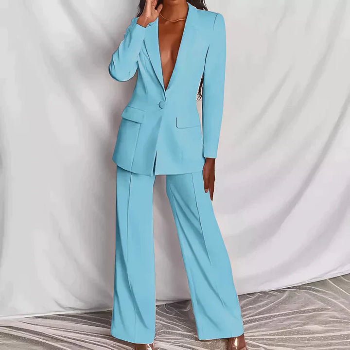 Elegant Blazer and Trousers Set | Women's Suit Ensemble