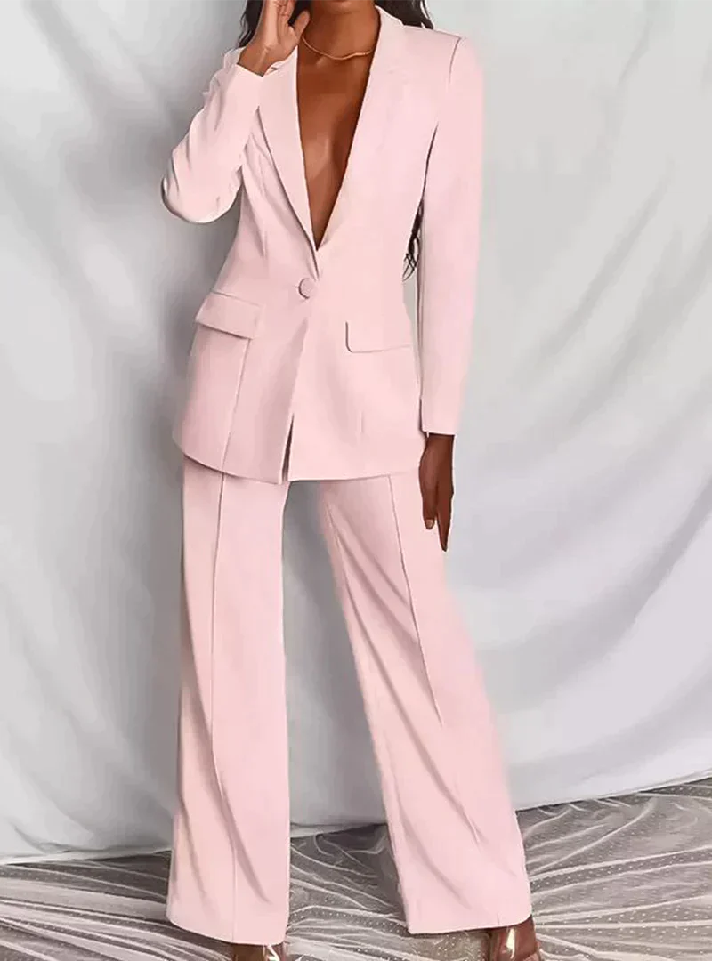 Elegant Blazer and Trousers Set | Women's Suit Ensemble