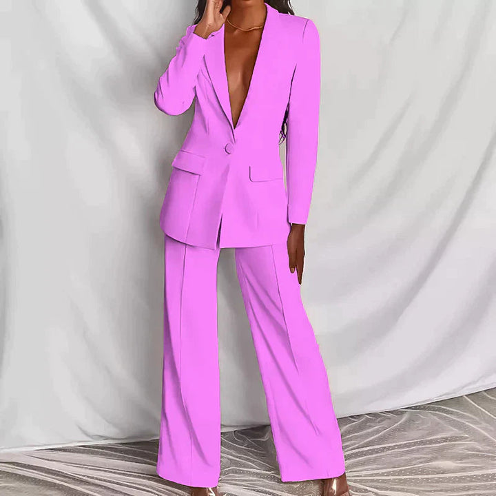 Elegant Blazer and Trousers Set | Women's Suit Ensemble