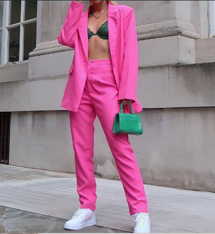 Elegant Blazer and Trousers Set | Women's Suit Ensemble