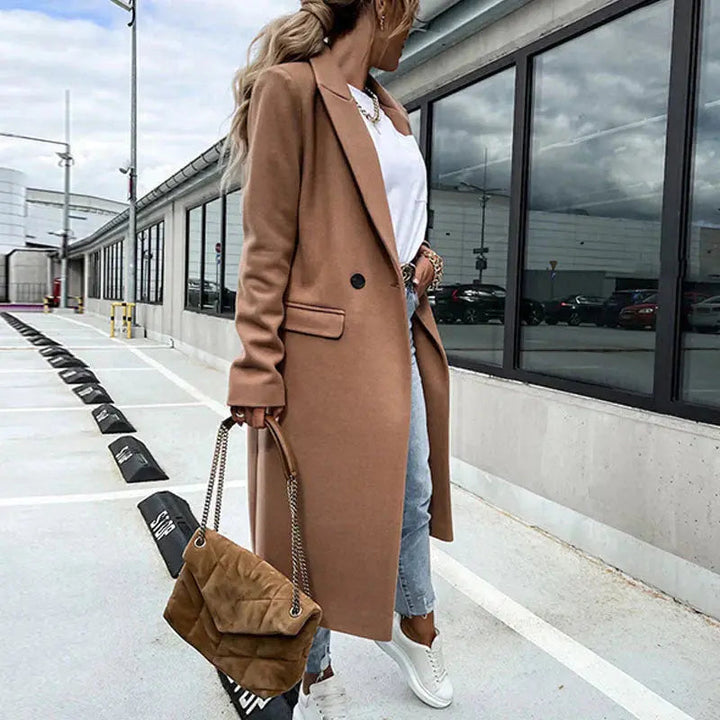 Elegant Camel Hair Trench Coat | Women’s Classic Outerwear