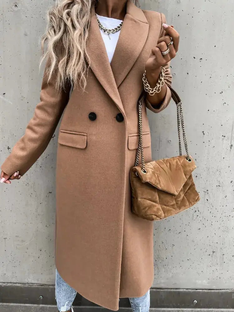 Elegant Camel Hair Trench Coat | Women’s Classic Outerwear